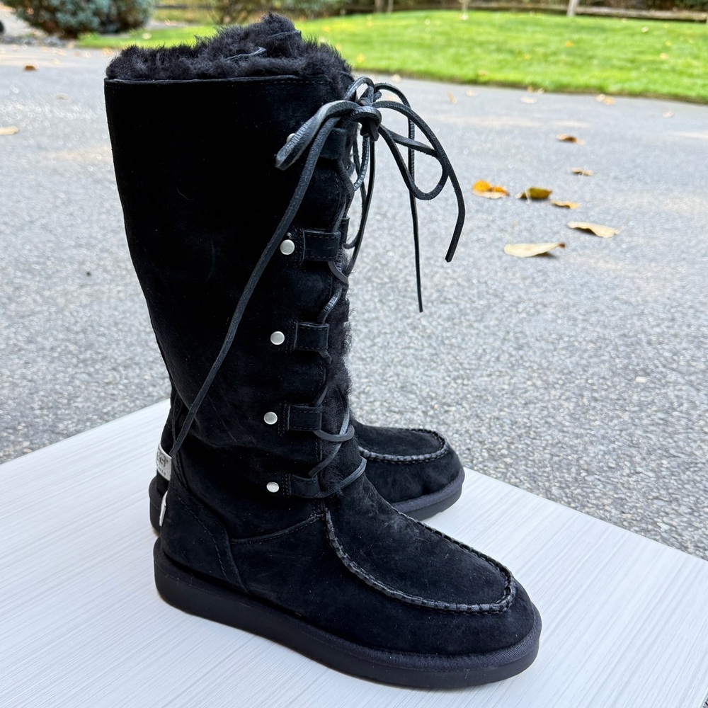 UGG Black Lace-Up Boots for Women